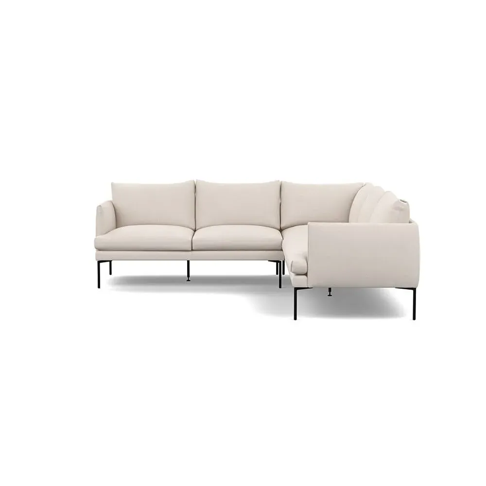 Large Corner Sofa with Pleated Detail - Natural, Cotton