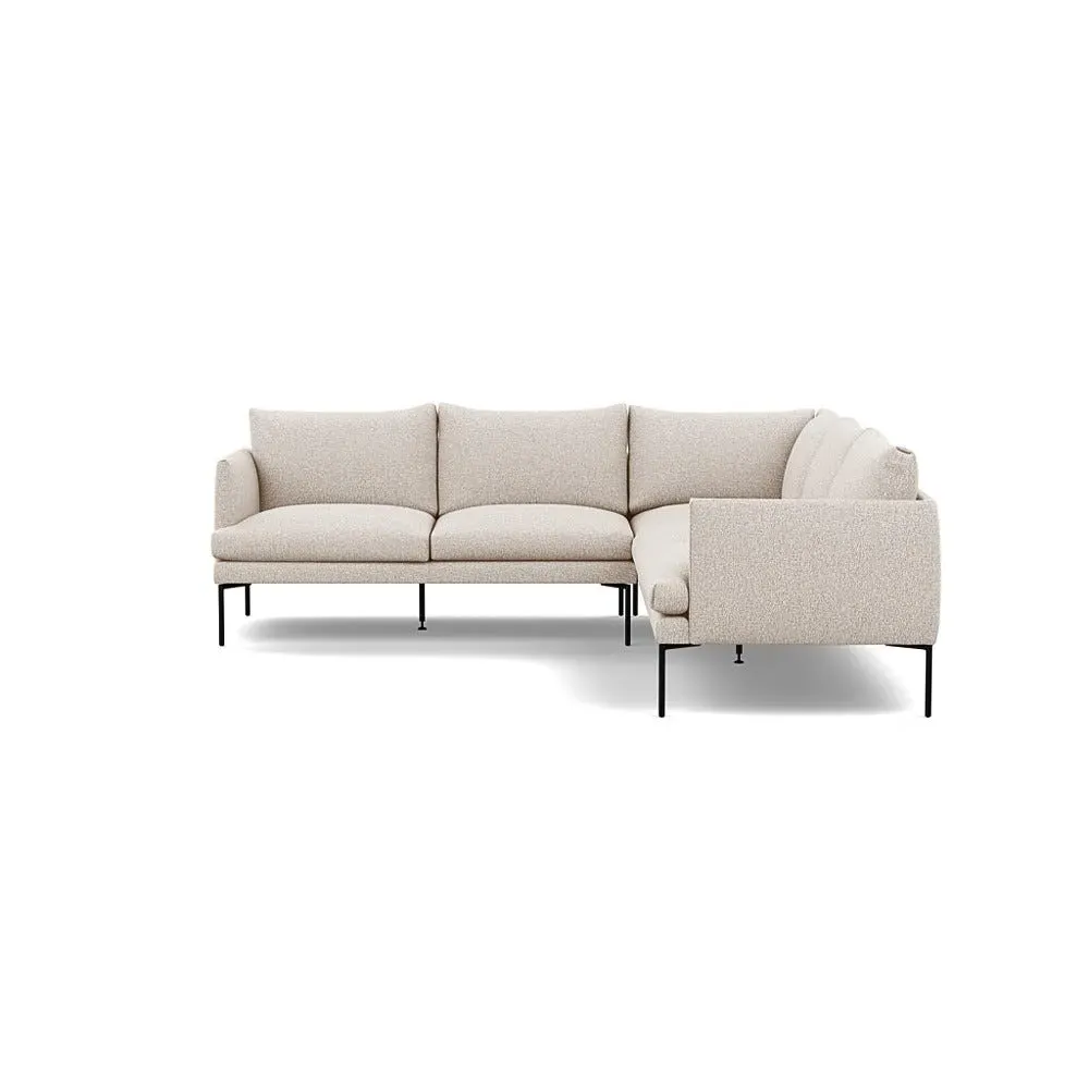 Large Corner Sofa with Pleated Detail - Taupe, Boucle
