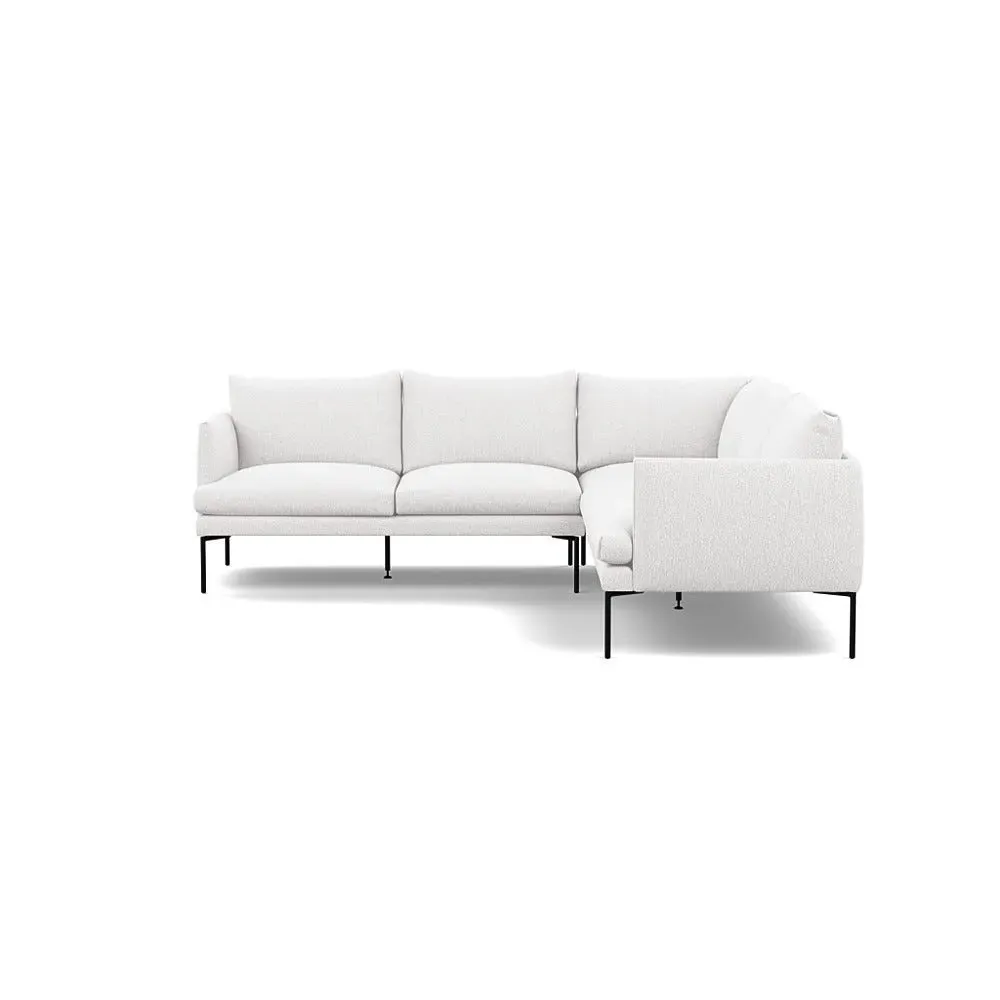 Large Corner Sofa with Pleated Detail - White, Boucle