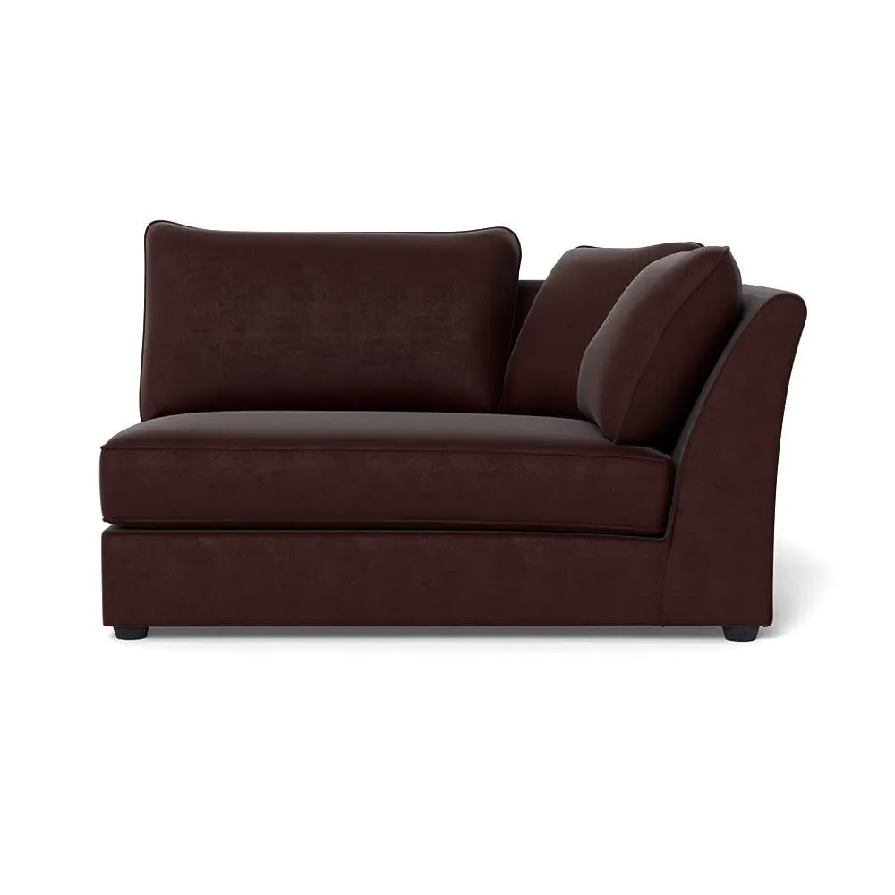 Large Curved LHF Corner Unit - Brown, Velvet