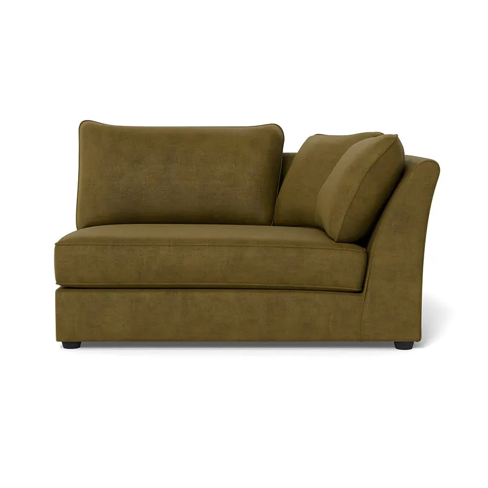 Large Curved LHF Corner Unit - Green, Velvet