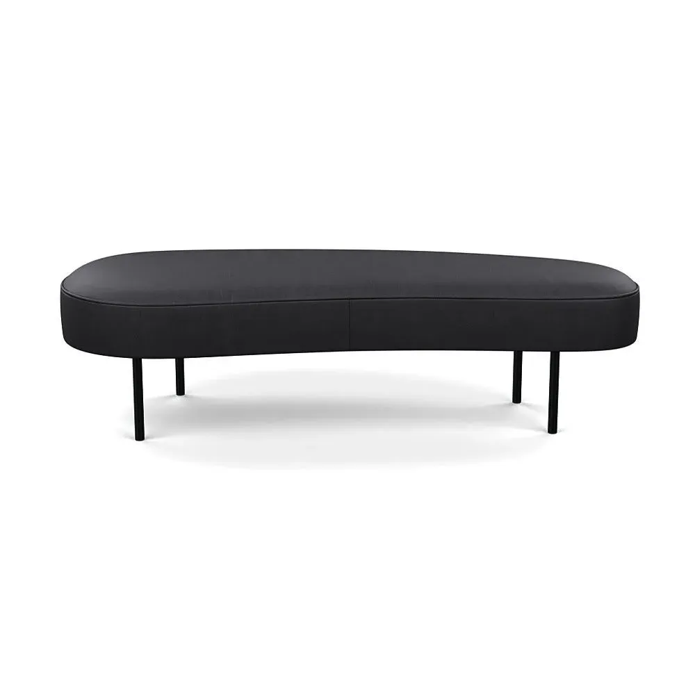 Large Ottoman with Black Feet - Black, Leather