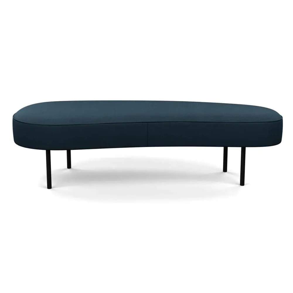Large Ottoman with Black Feet - Blue, Cotton image