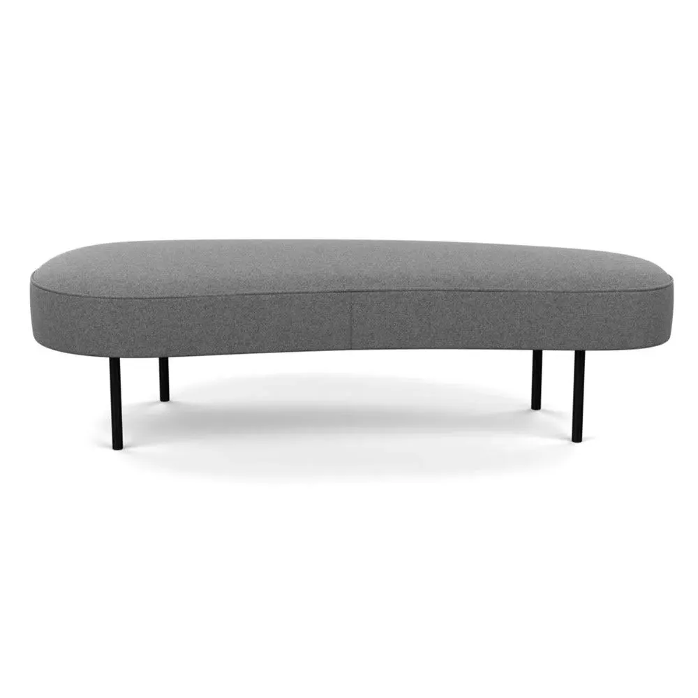 Large Ottoman with Black Feet - Grey, Wool