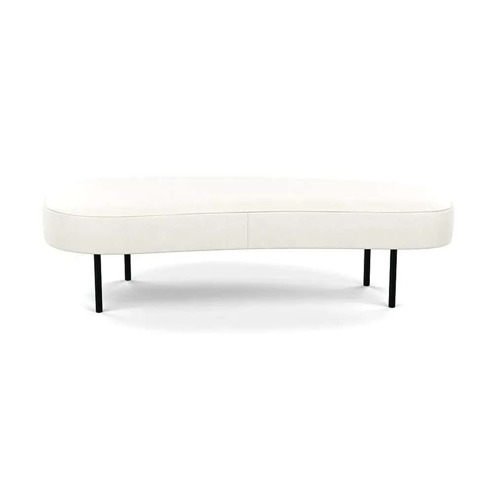 Large Ottoman with Black Feet - White, Leather