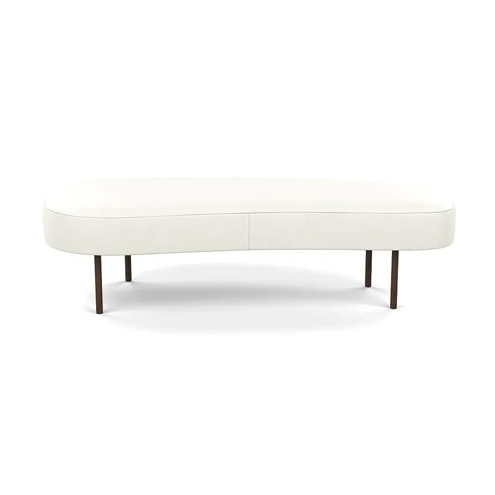 Large Ottoman with Bronze Feet - White, Leather