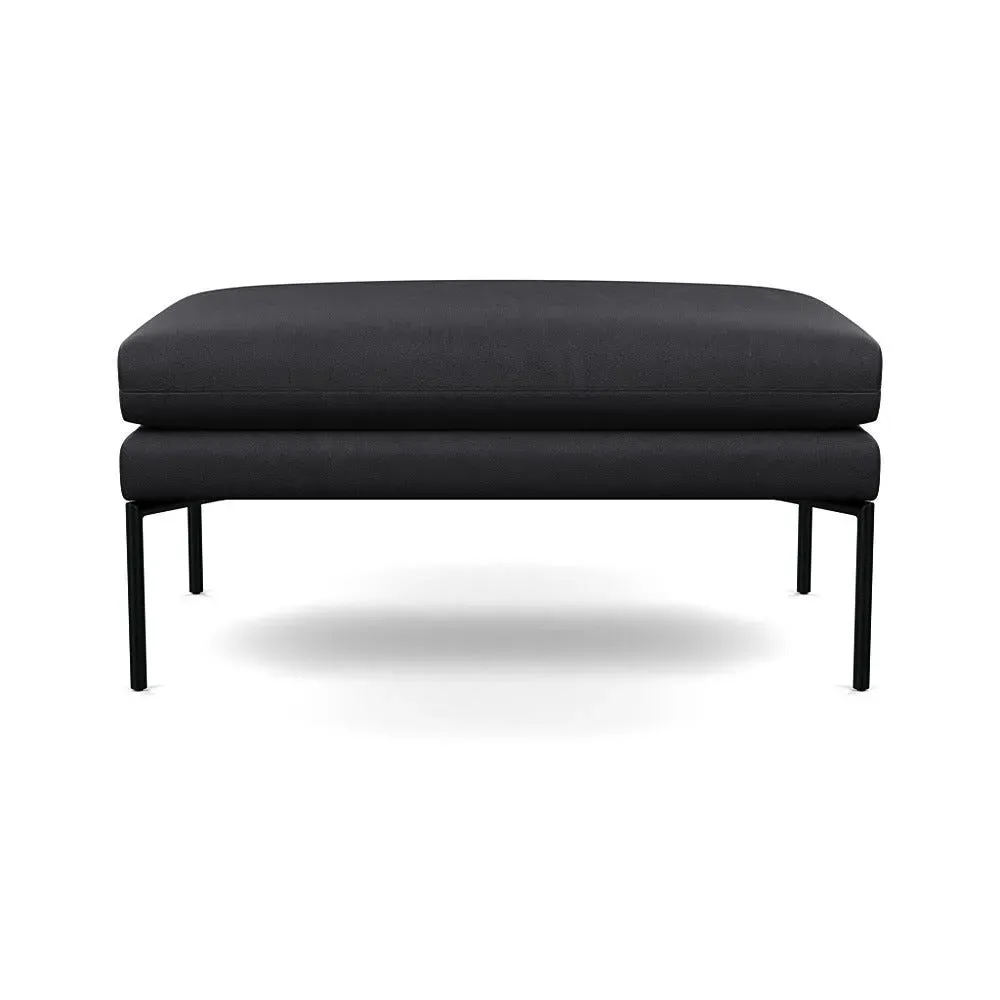 Large Ottoman with Pleated Detail - Black, Leather