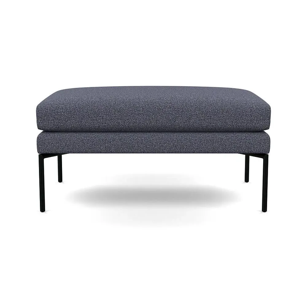 Large Ottoman with Pleated Detail - Blue, Boucle