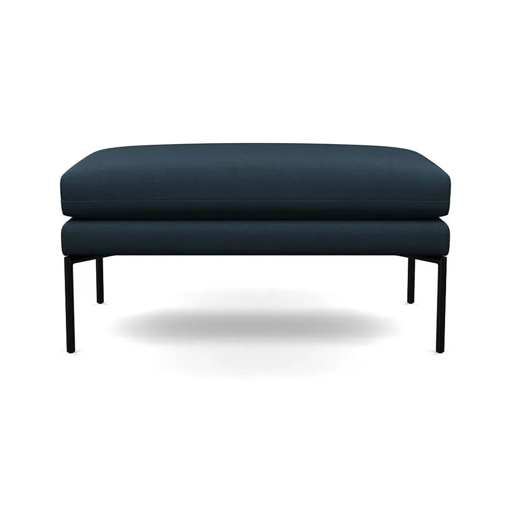 Large Ottoman with Pleated Detail - Blue, Cotton image