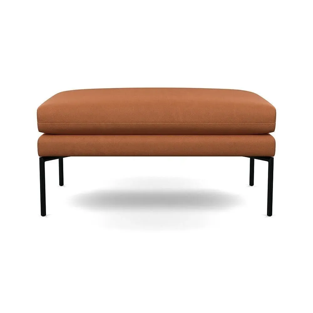 Large Ottoman with Pleated Detail - Brown, Leather