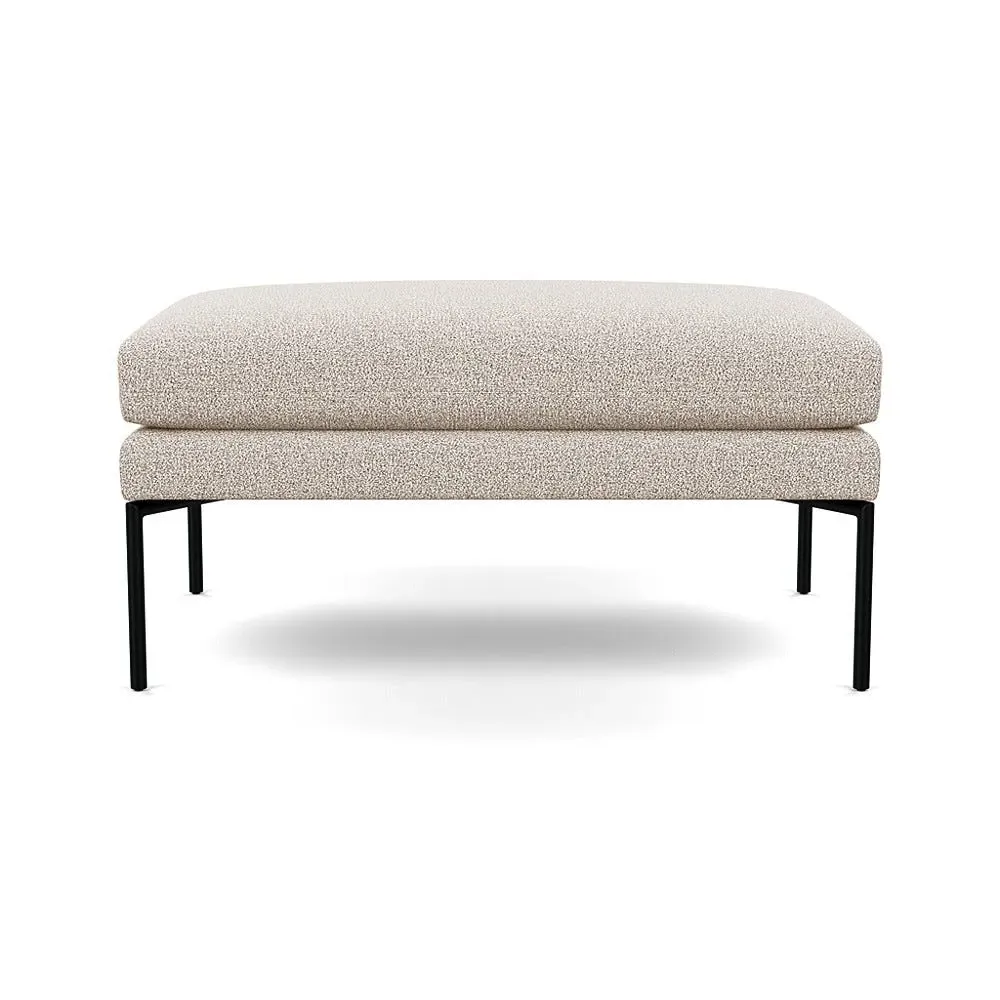 Large Ottoman with Pleated Detail - Cream, Boucle