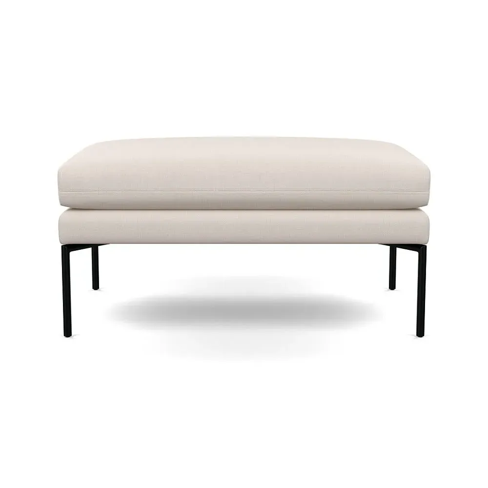 Large Ottoman with Pleated Detail - Cream, Cotton