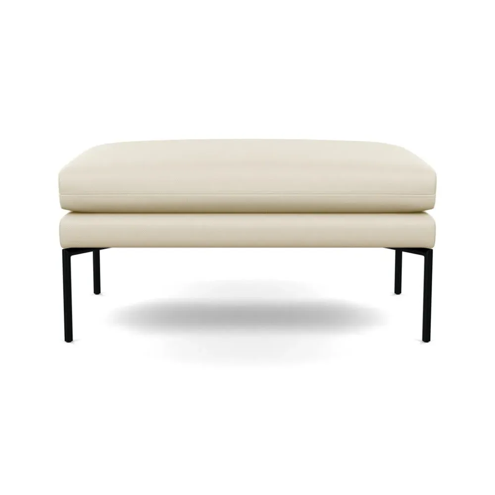 Large Ottoman with Pleated Detail - Cream, Leather