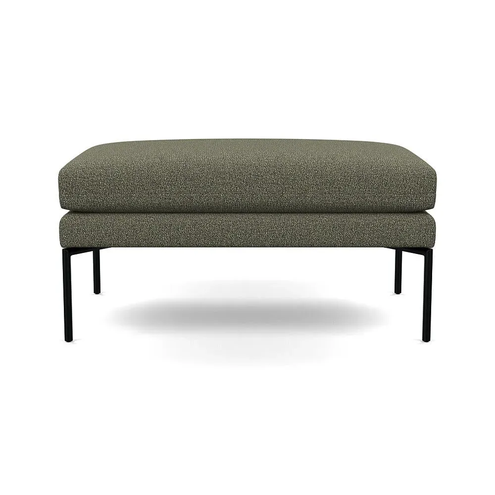Large Ottoman with Pleated Detail - Green, Boucle