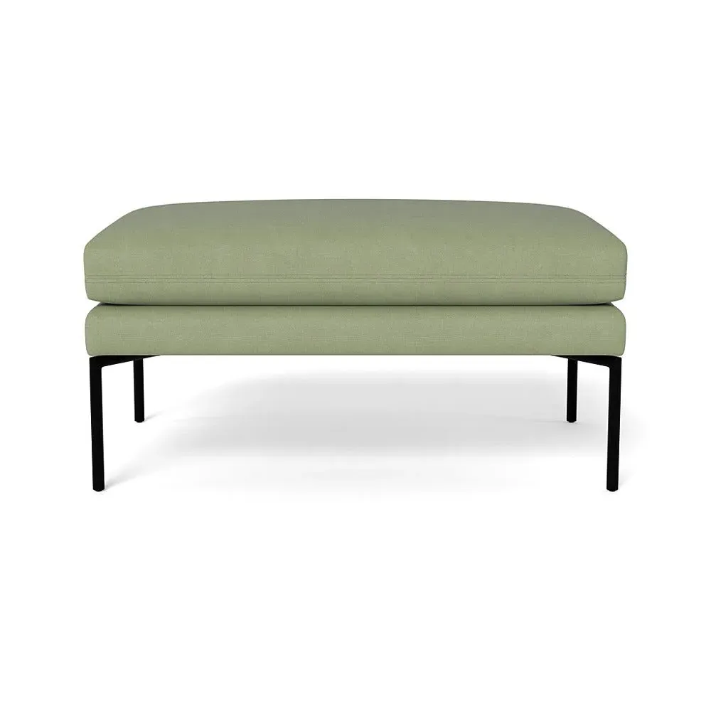 Large Ottoman with Pleated Detail - Green, Cotton