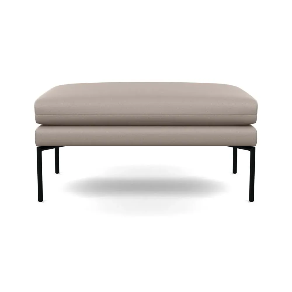 Large Ottoman with Pleated Detail - Grey, Leather