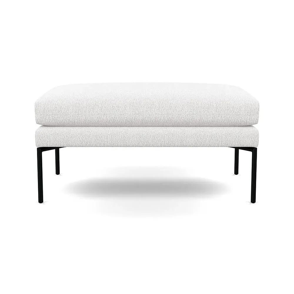 Large Ottoman with Pleated Detail - White, Boucle