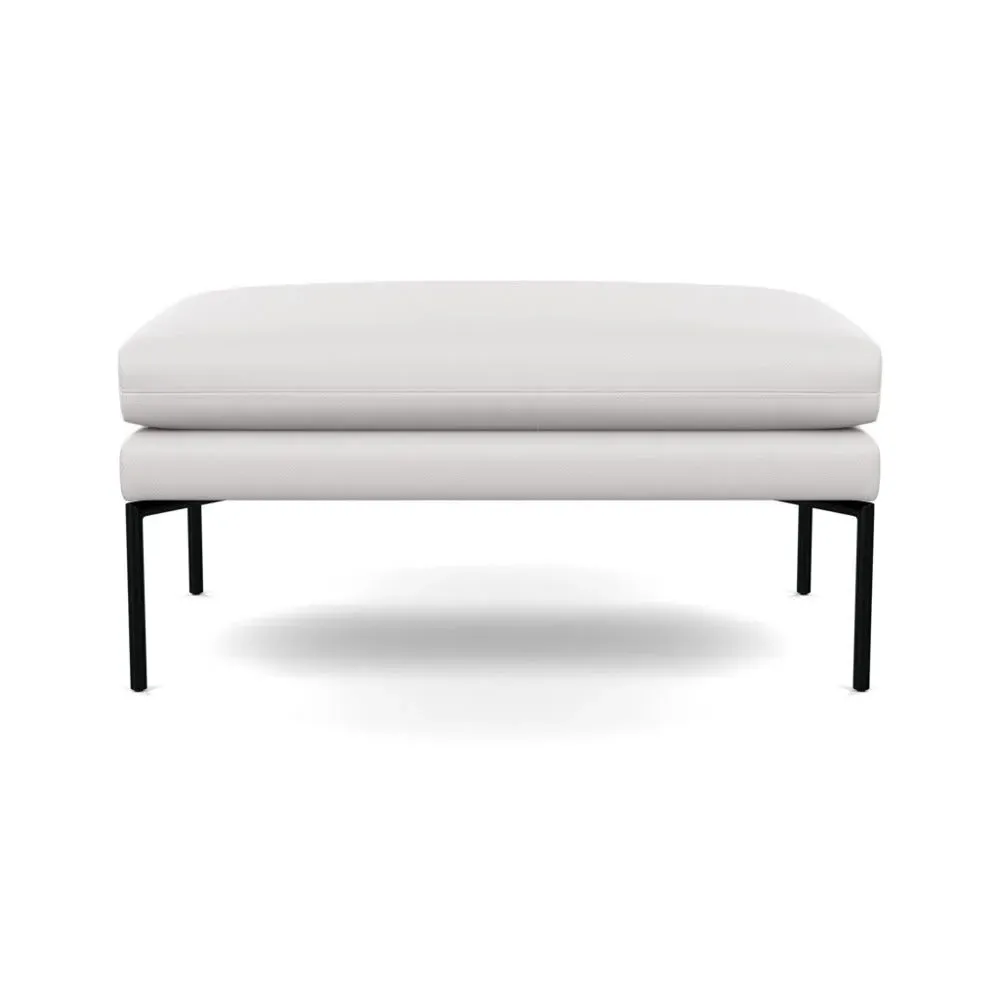 Large Ottoman with Pleated Detail - White, Leather