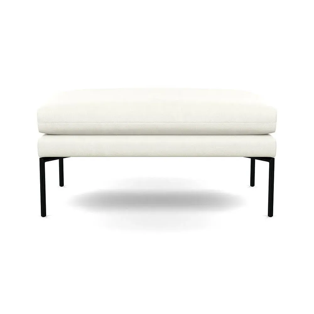 Large Ottoman with Pleated Detail - White, Leather