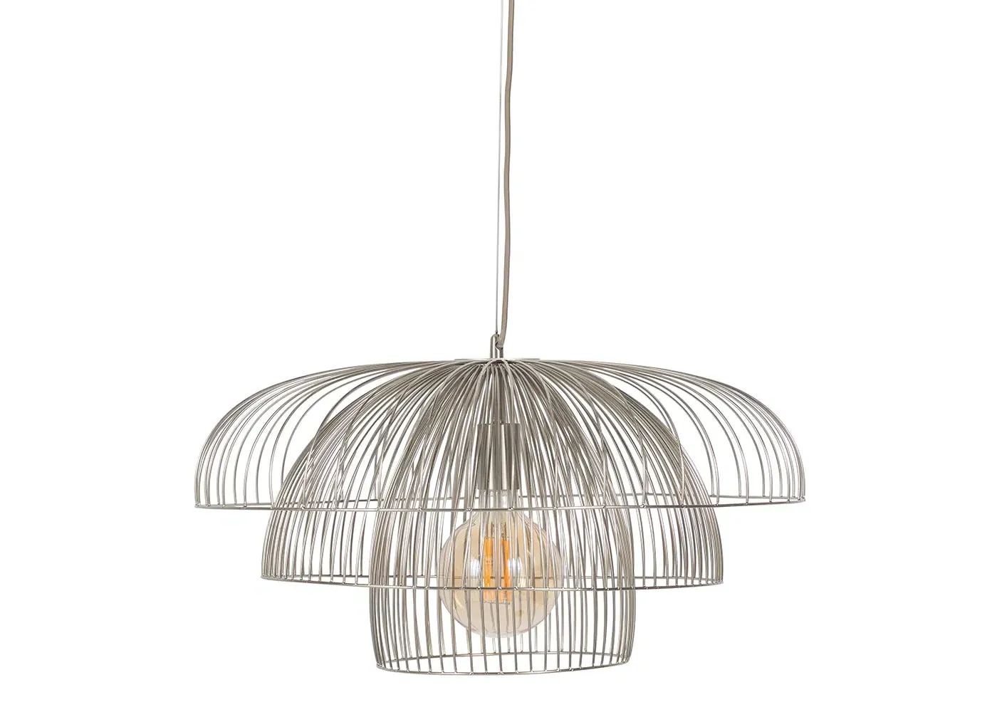 Large Pendant Light - Silver, Brushed Steel