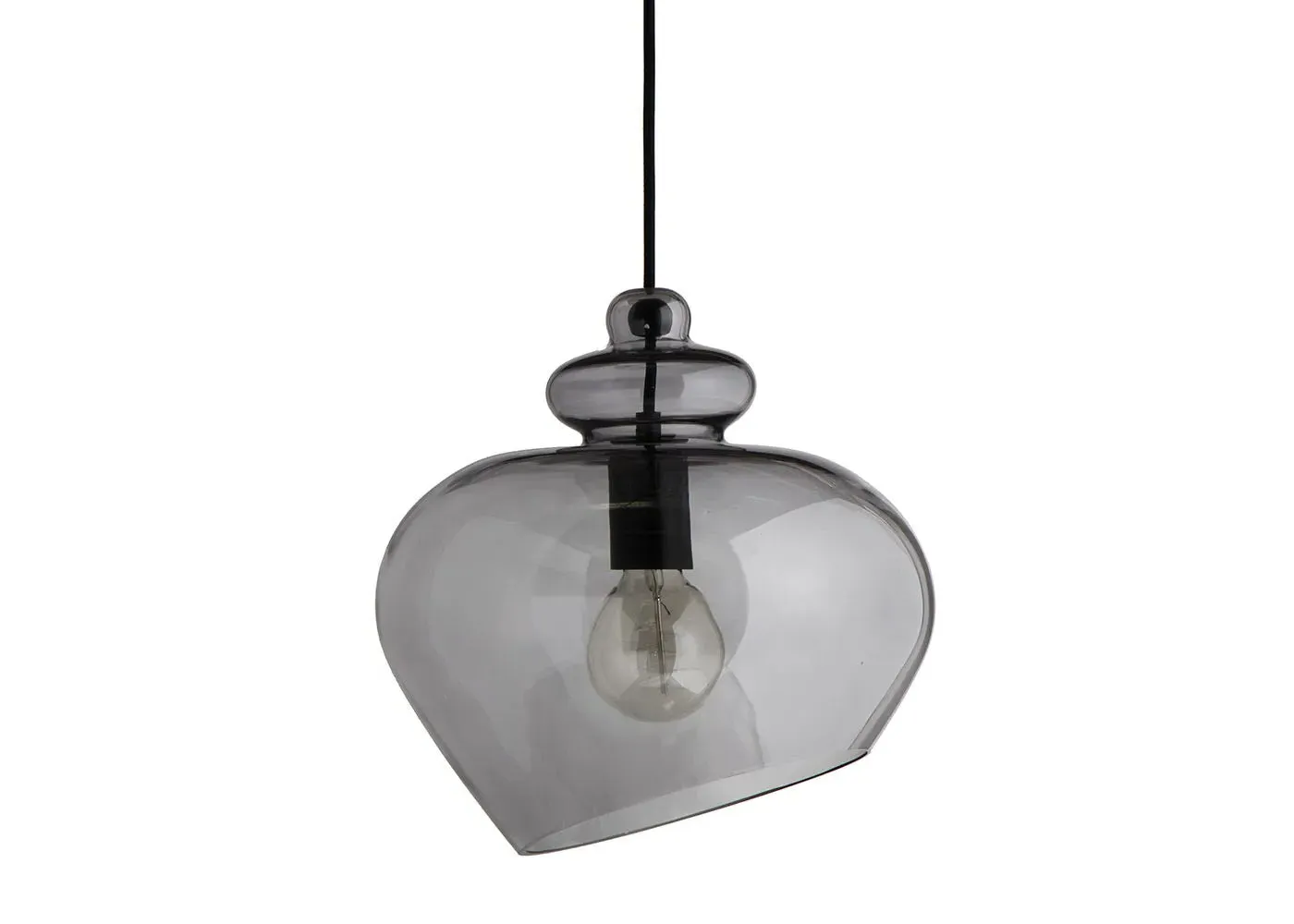 Large Pendant Light with Optic Mould - Smoke, Glass