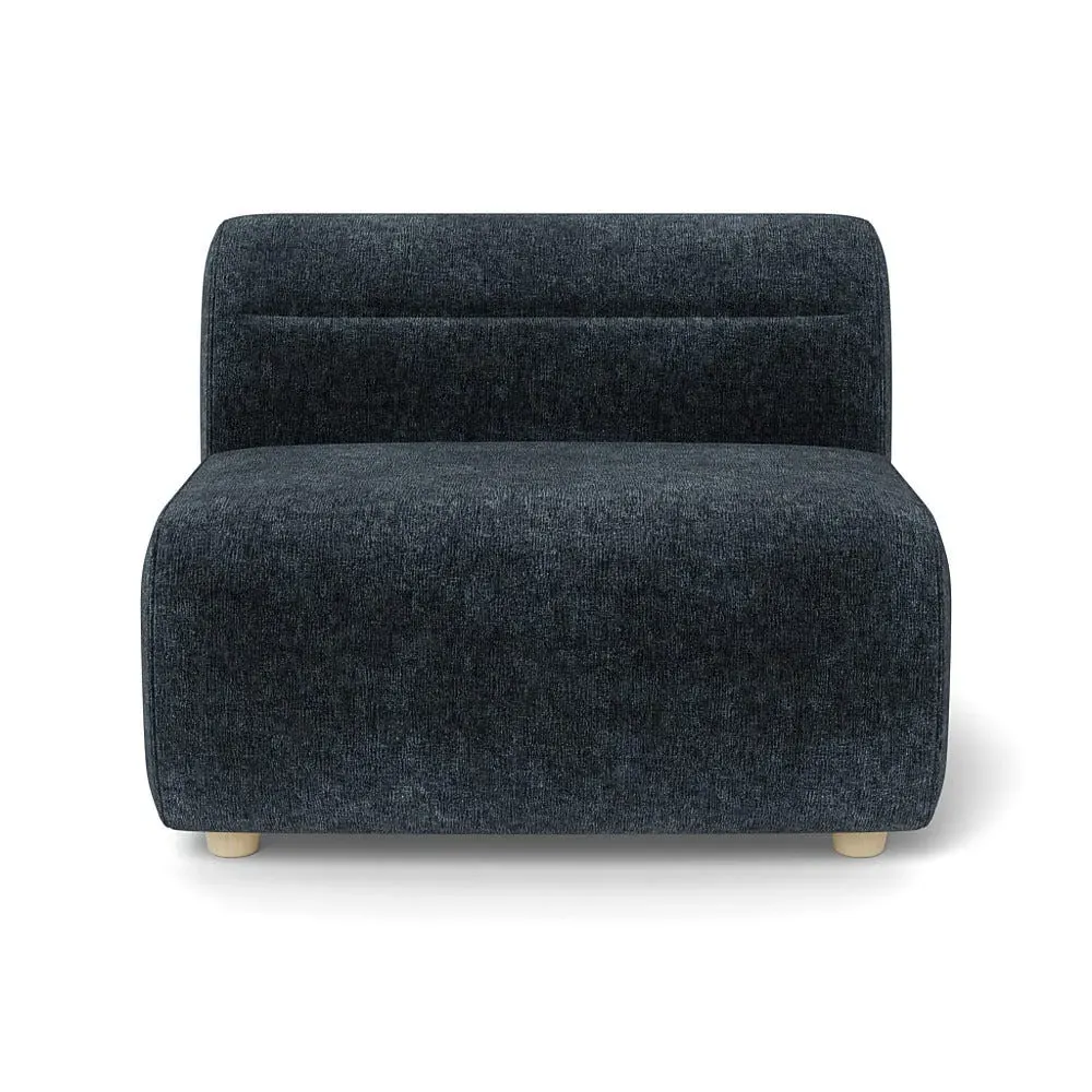 Large Single Sofa Module - Blue, Boucle Velvet