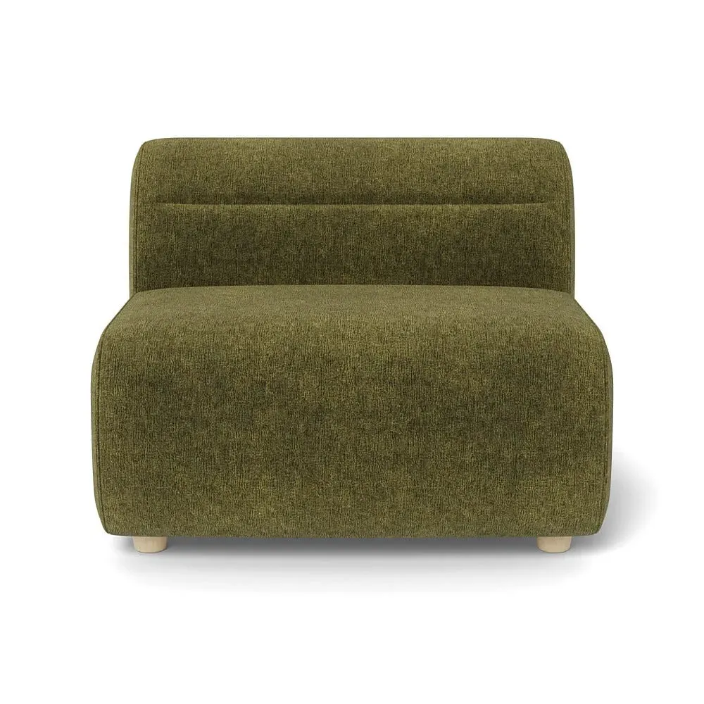 Large Single Sofa Module - Green, Boucle Velvet