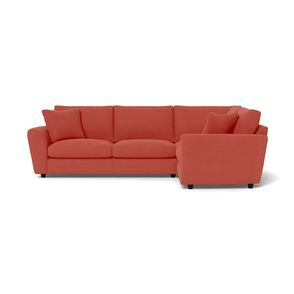 Left Corner Sofa with Curved Arms - Red, Linen