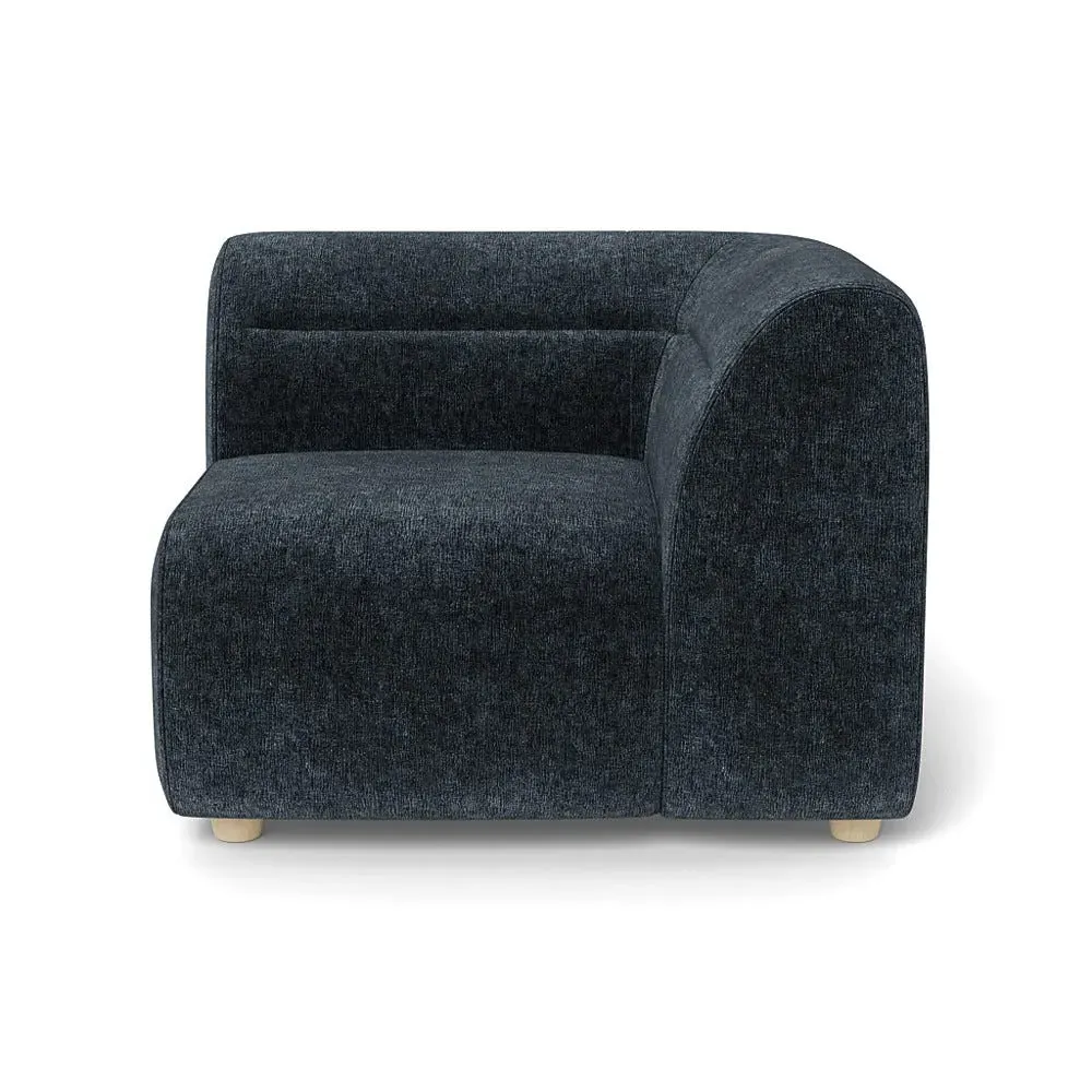 Left Corner Unit Module - Blue, Boucle Velvet