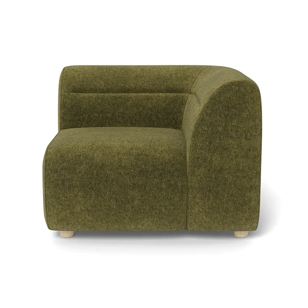 Left Corner Unit Module - Green, Boucle Velvet