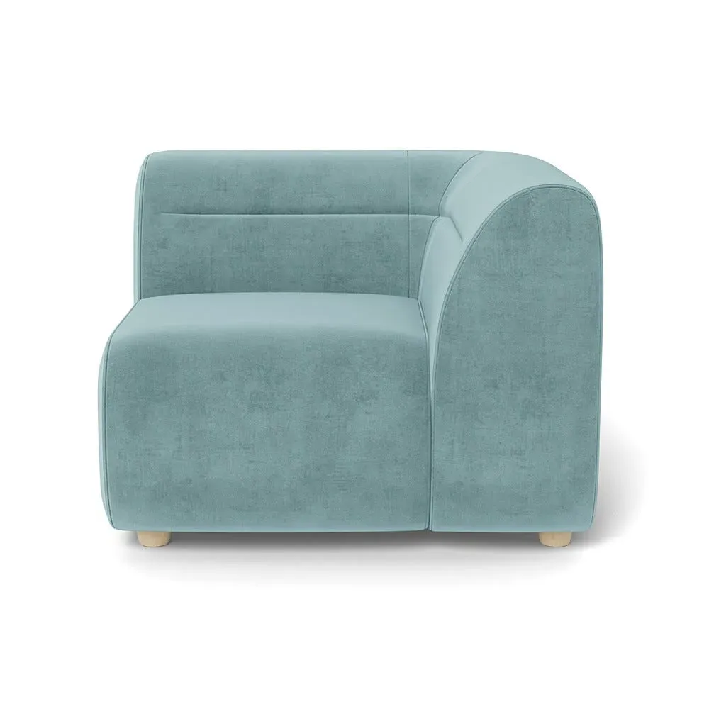 Left Corner Unit Module - Mineral Blue, Smart Luxe Velvet