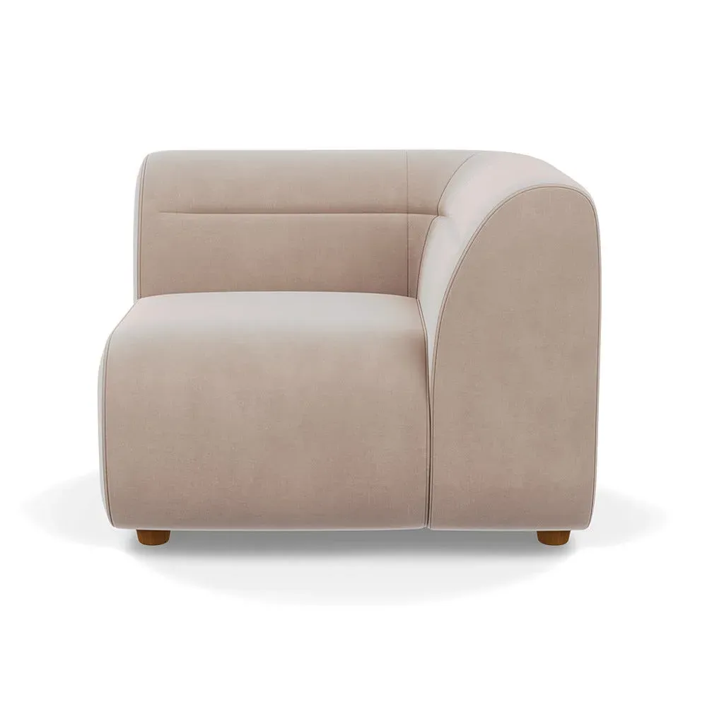 Left Corner Unit Module - Pebble, Smart Velvet