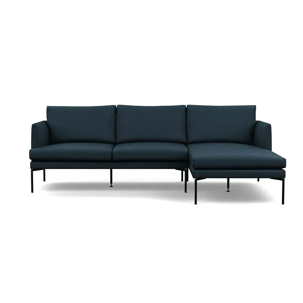 Left-Hand Chaise Sofa with Pleated Detail - Blue image