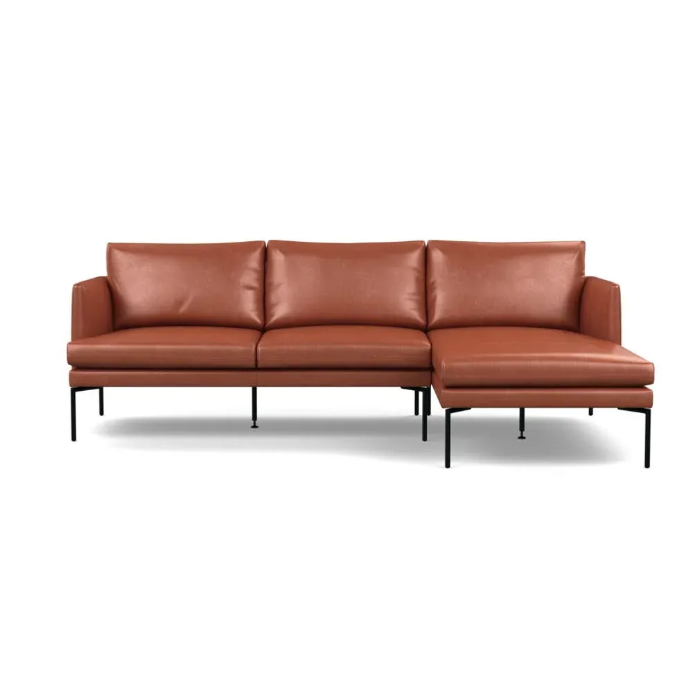 Left-Hand Chaise Sofa with Pleated Detail - Brown