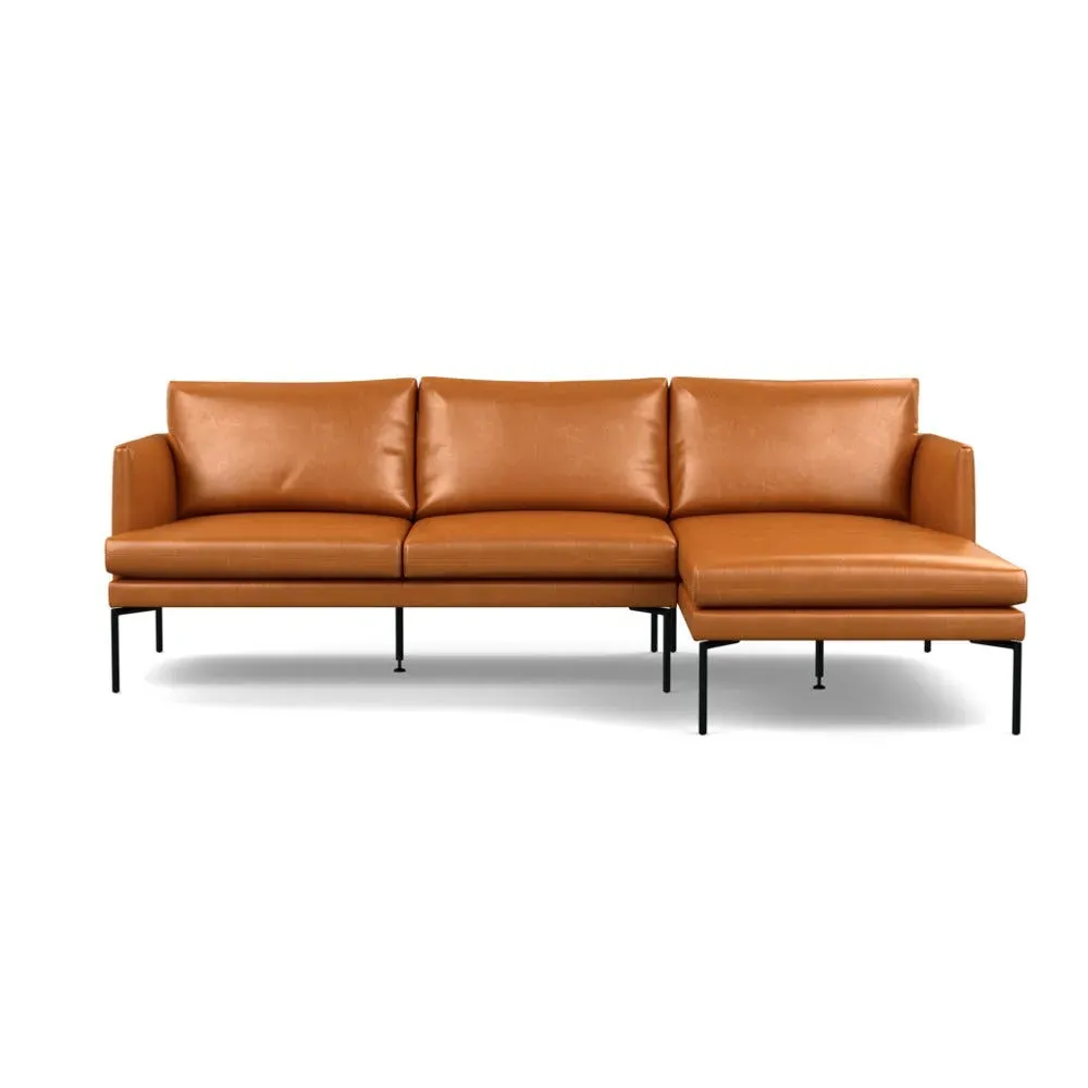 Left-Hand Chaise Sofa with Pleated Detail - Brown