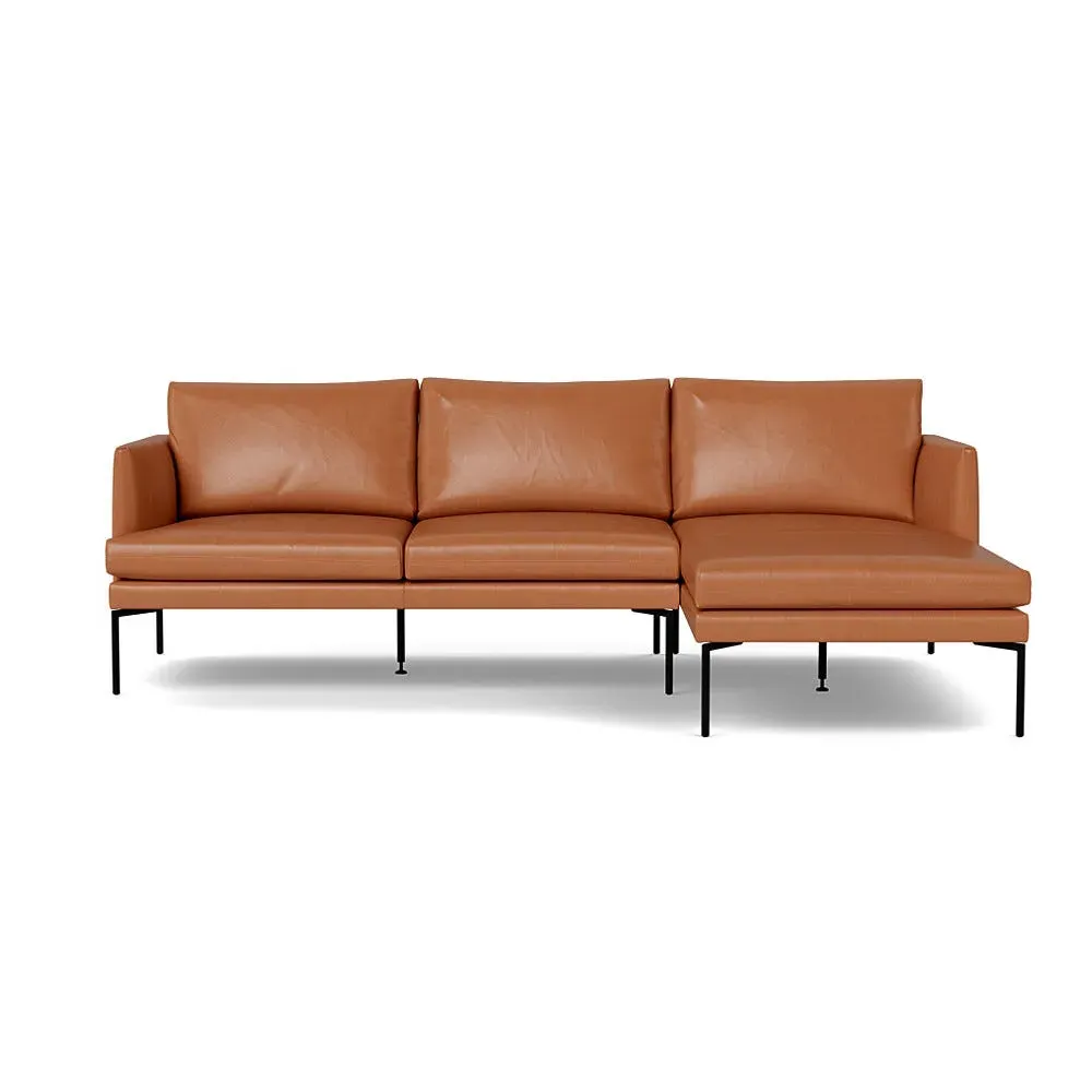 Left-Hand Chaise Sofa with Pleated Detail - Brown