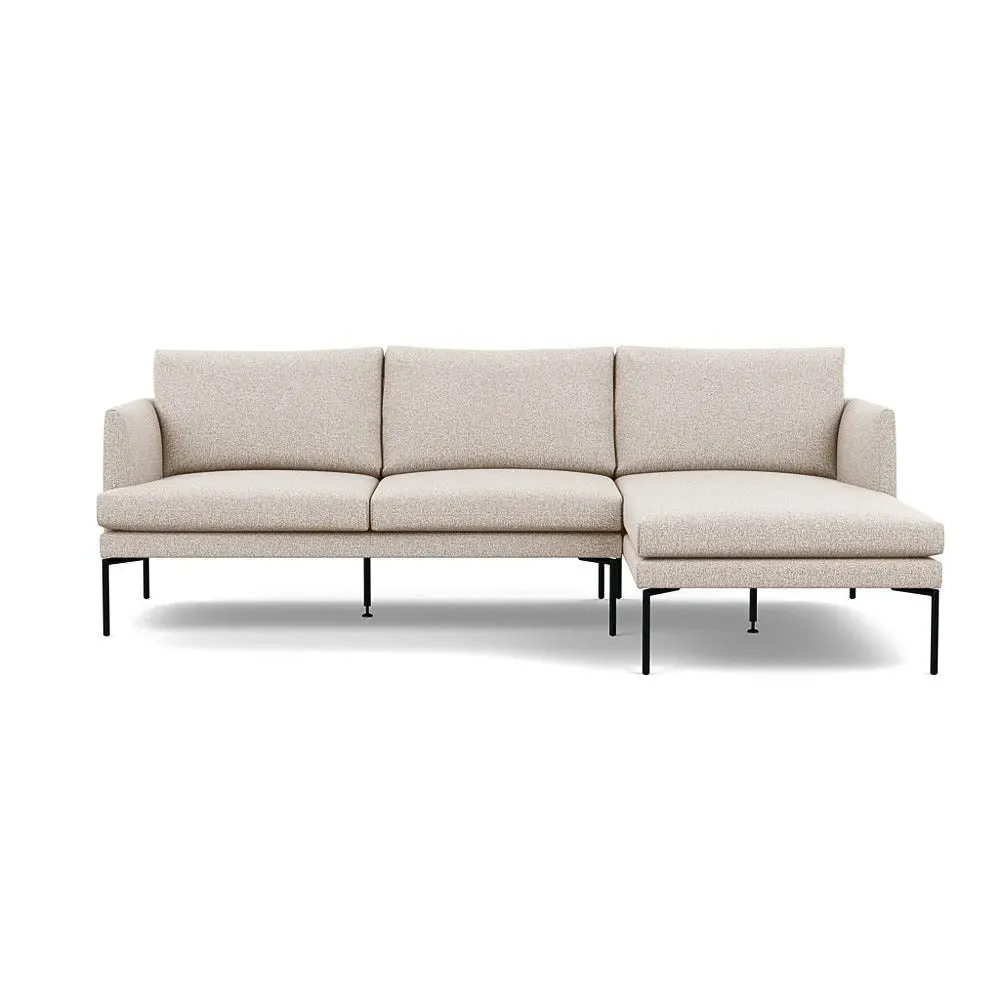 Left-Hand Chaise Sofa with Pleated Detail - Cream
