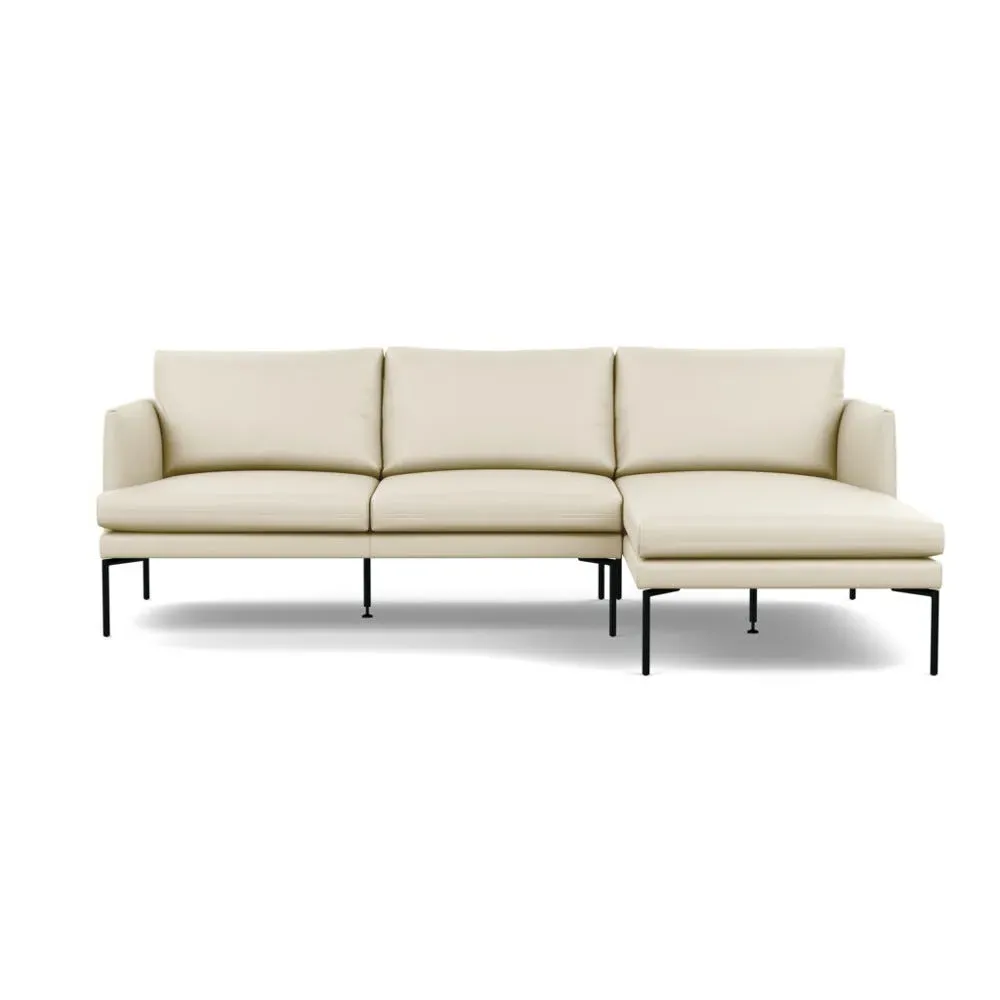 Left-Hand Chaise Sofa with Pleated Detail - Cream