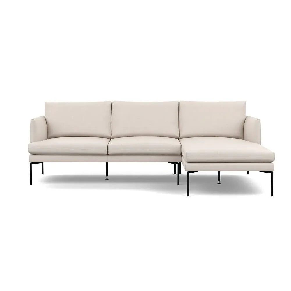 Left-Hand Chaise Sofa with Pleated Detail - Cream