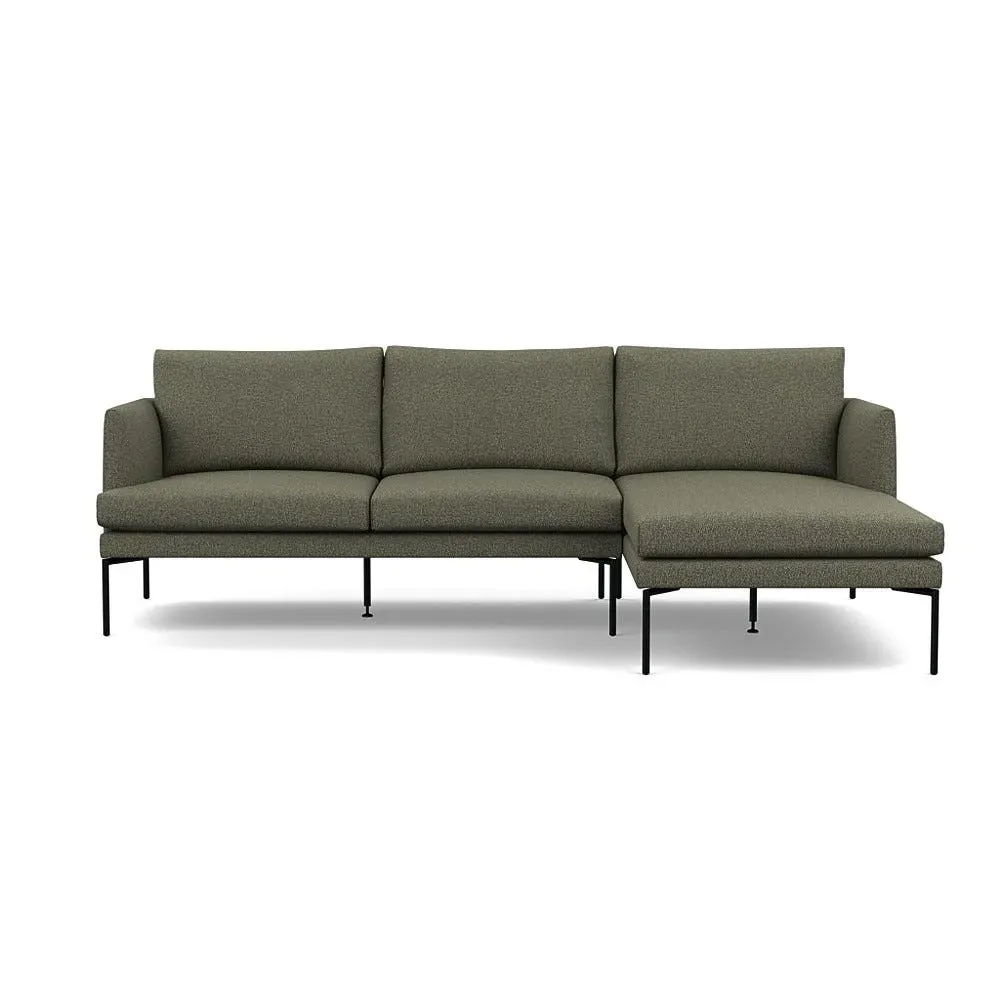 Left-Hand Chaise Sofa with Pleated Detail - Green