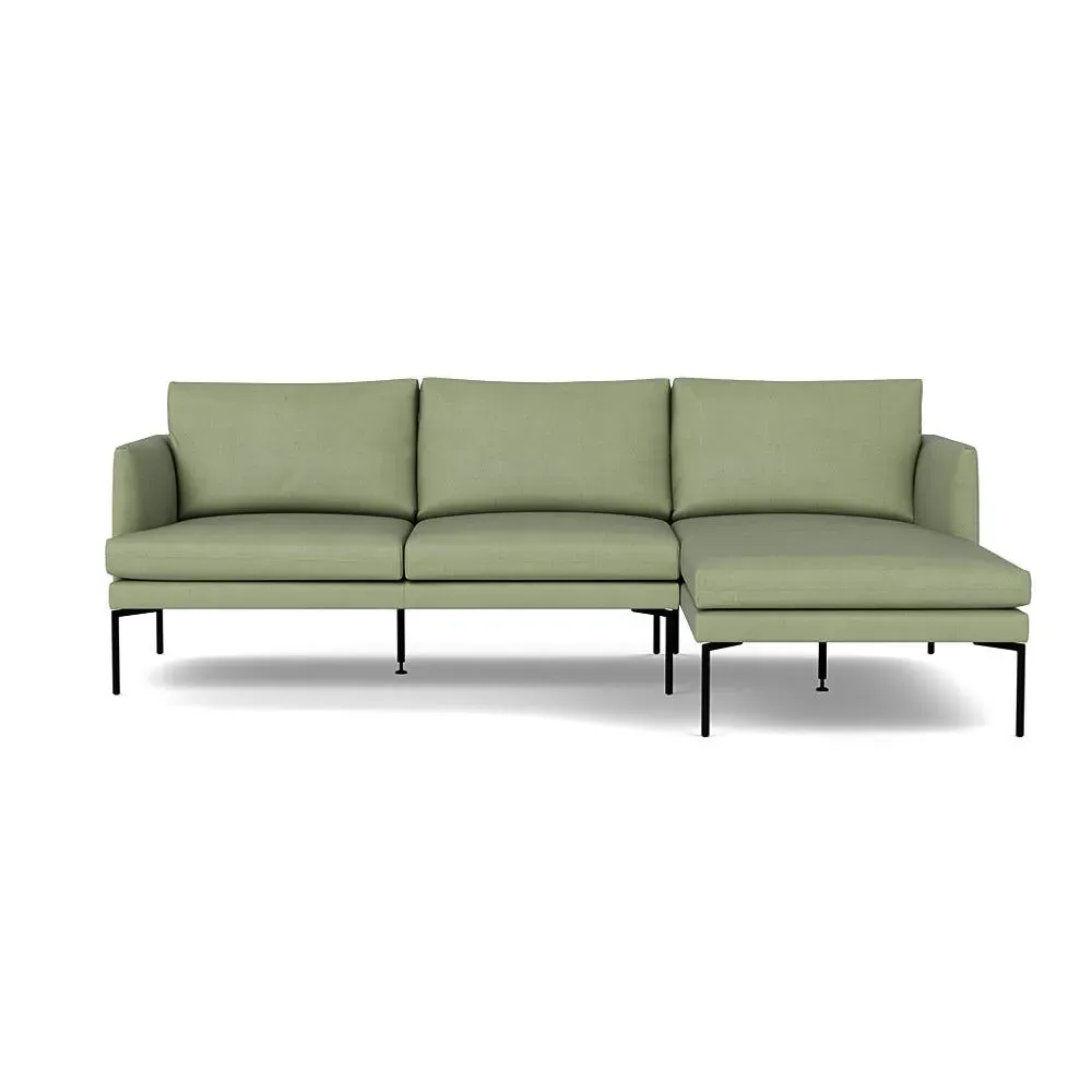 Left-Hand Chaise Sofa with Pleated Detail - Green