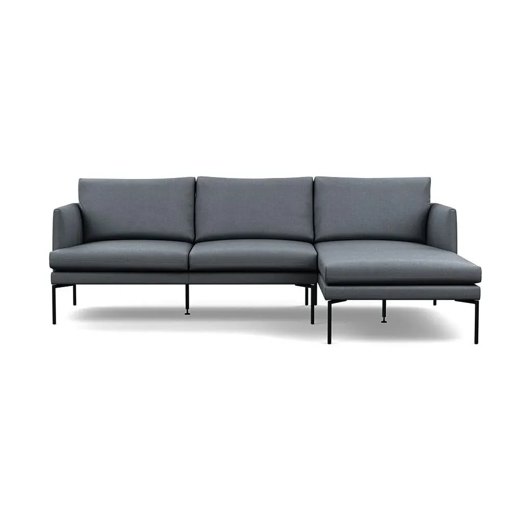 Left-Hand Chaise Sofa with Pleated Detail - Grey