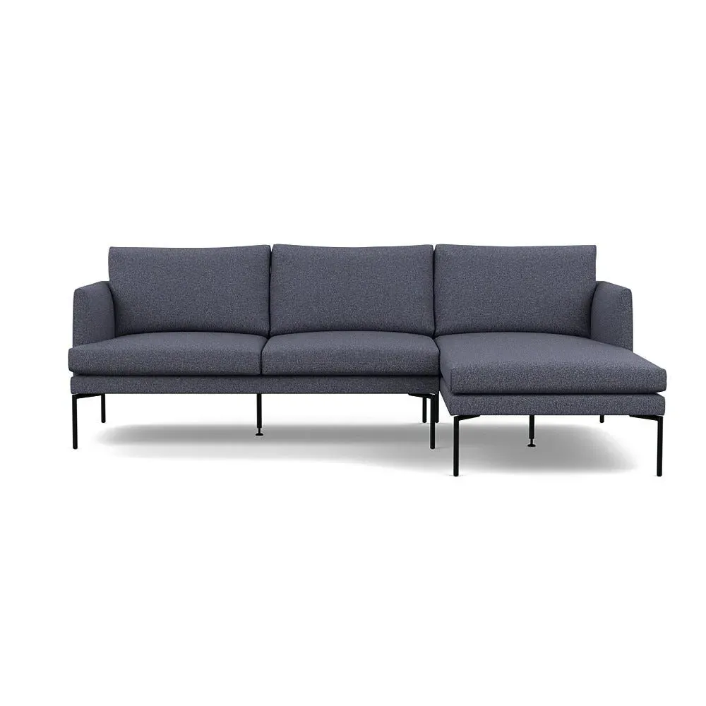 Left-Hand Chaise Sofa with Pleated Detail - Navy
