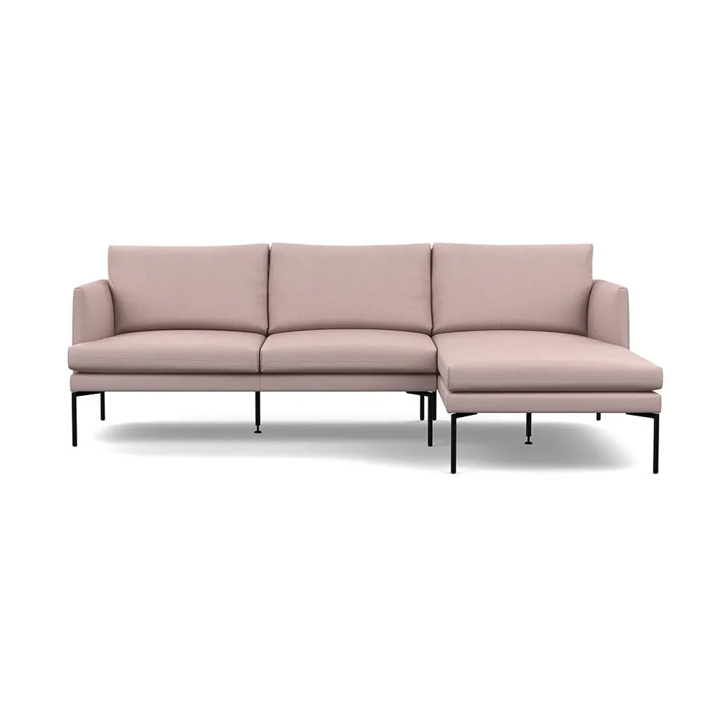 Left-Hand Chaise Sofa with Pleated Detail - Pink