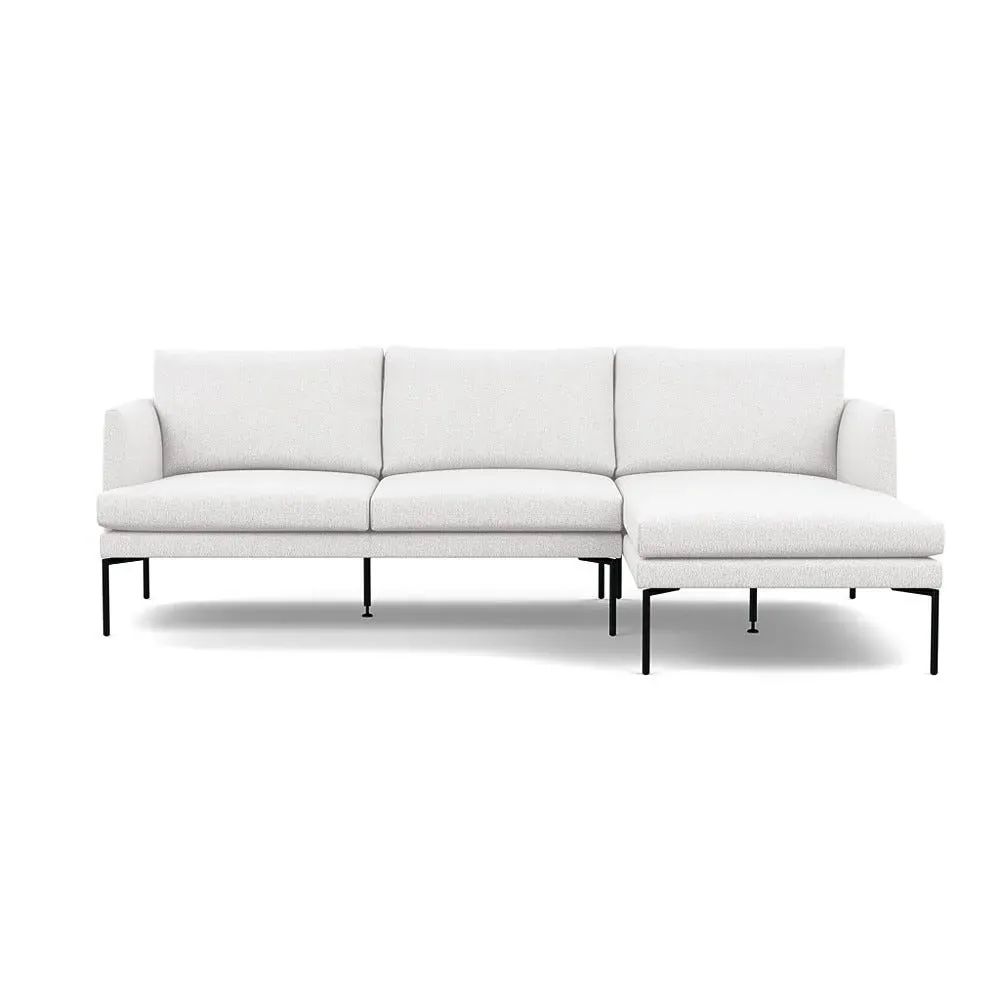 Left-Hand Chaise Sofa with Pleated Detail - White
