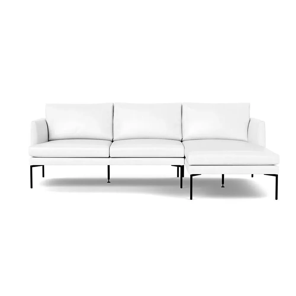Left-Hand Chaise Sofa with Pleated Detail - White