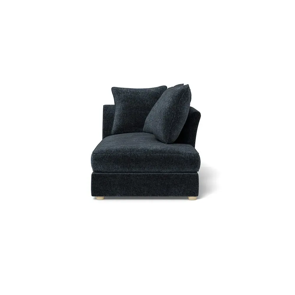 Left-Hand Chaise Unit - Blue, Boucle Velvet