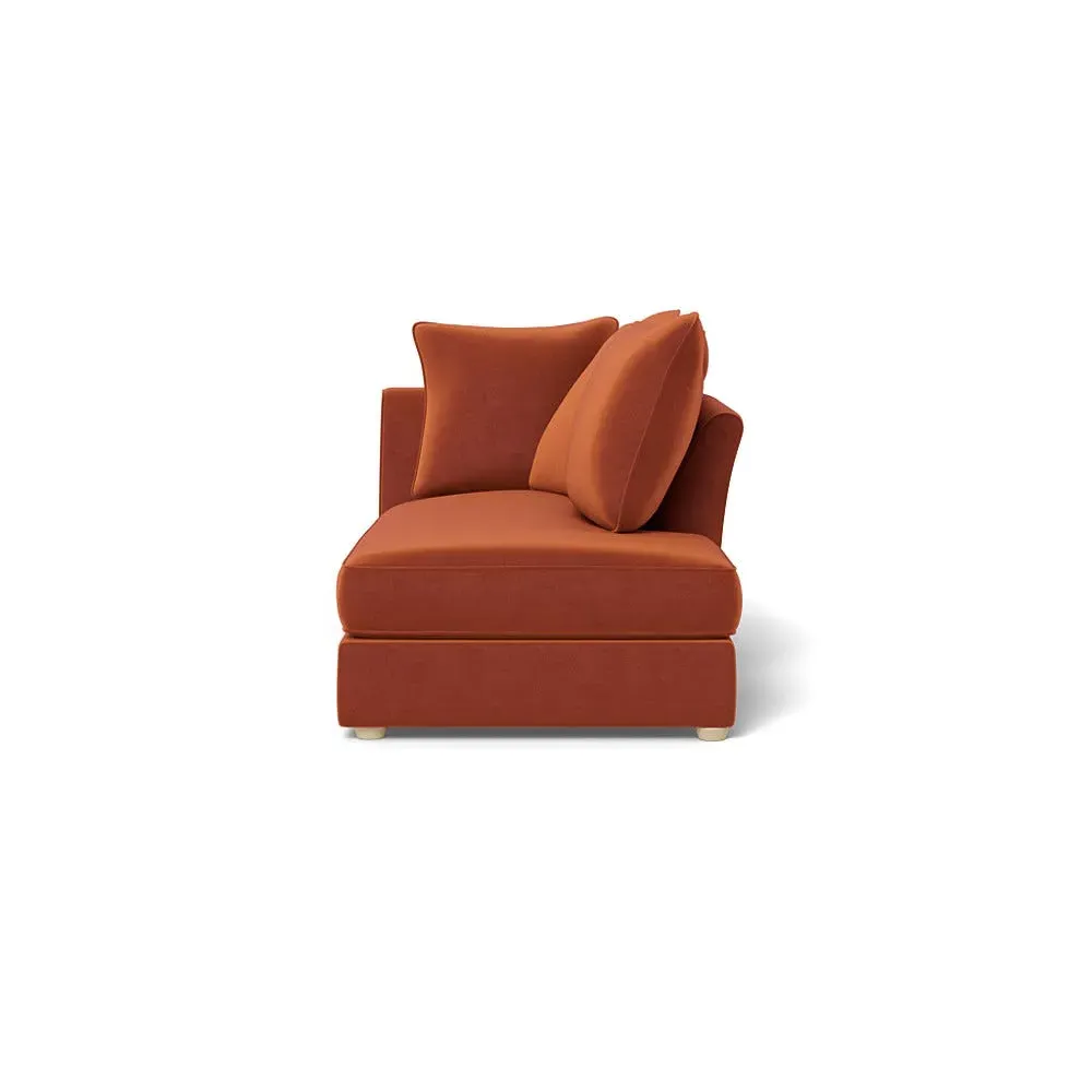 Left-Hand Chaise Unit - Brown, Cotton Velvet