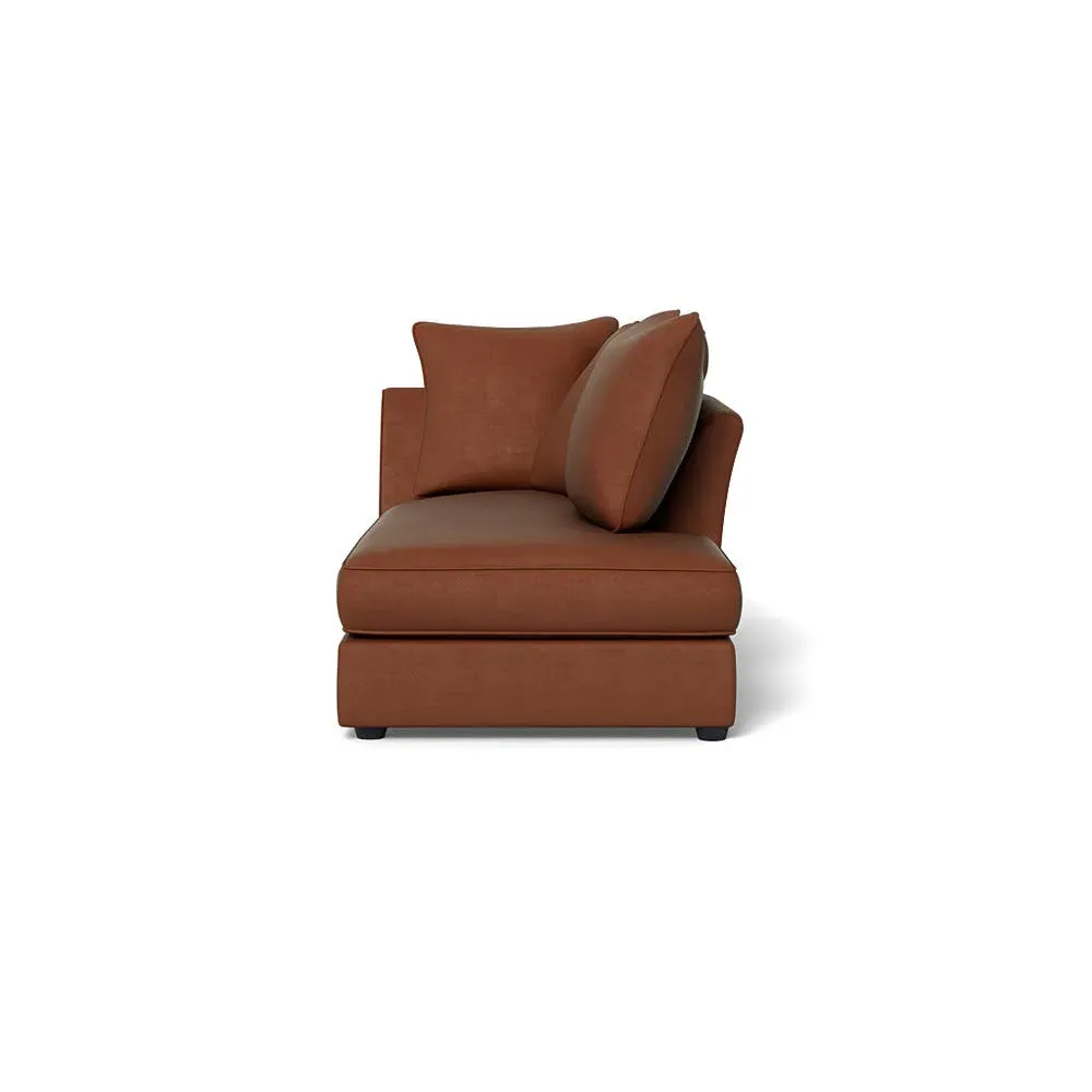 Left-Hand Chaise Unit - Brown, Smart Luxe Velvet