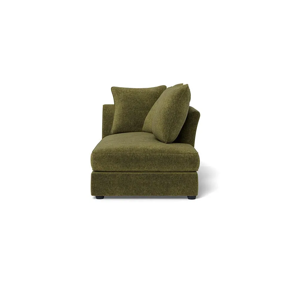 Left-Hand Chaise Unit - Green, Boucle Velvet